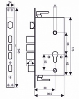 ЗВ А 18-01 L левый (корпус б/ручек,с прямоуг.риг.) для кит.дверей FERRE